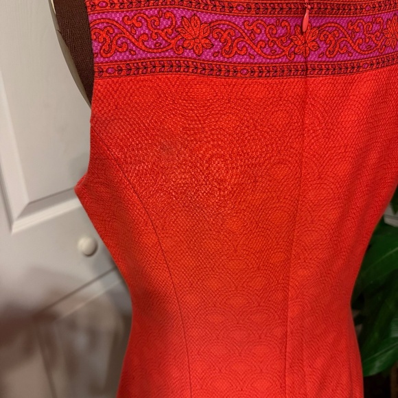 Kay Unger Dress Womens 8 Orange Sleeveless Sheath Embellished Textured Party - Picture 10 of 12